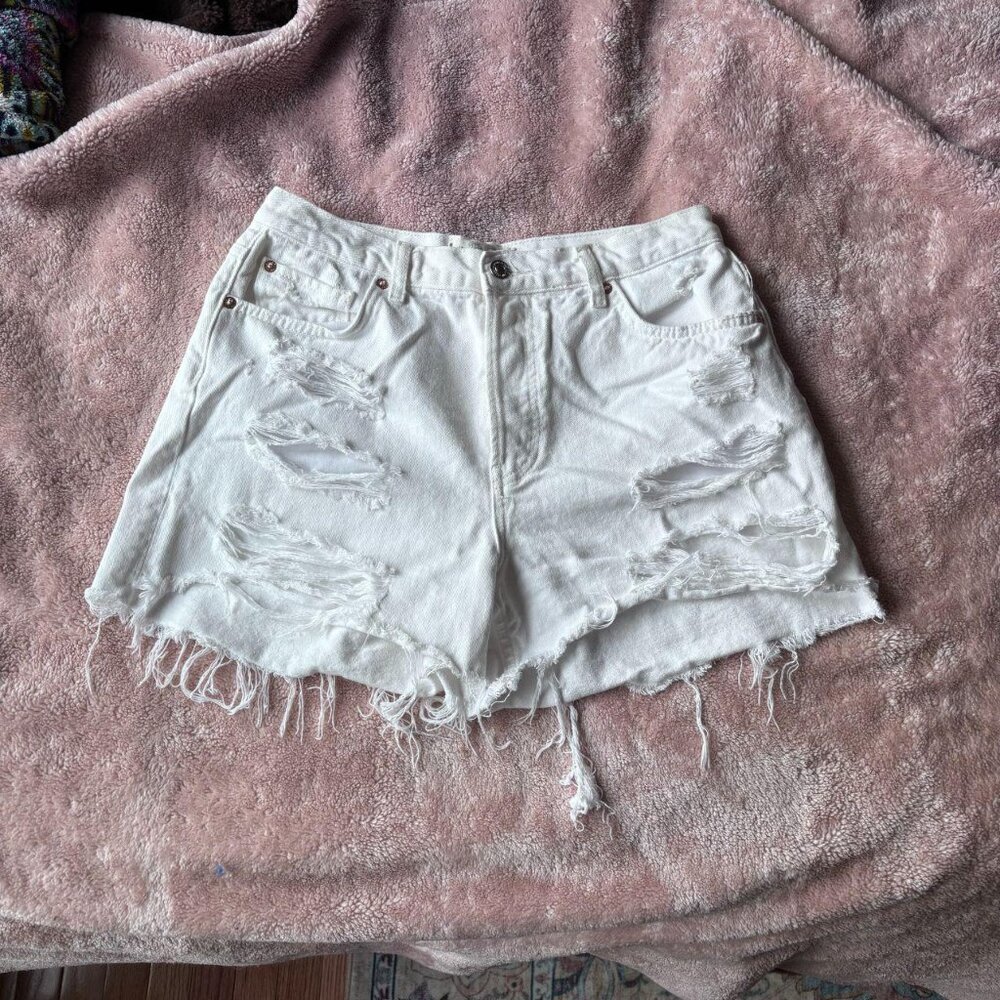 Free People Women's White Jean Shorts